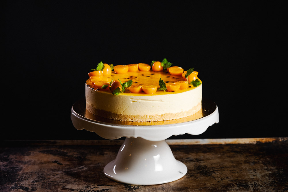 Mango-passion juustokakku